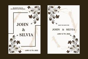 cartes d'invitation de mariage avec fleurs vecteur