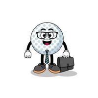 mascotte de balle de golf en tant qu'homme d'affaires vecteur