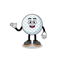 caricature de balle de golf avec pose de bienvenue vecteur