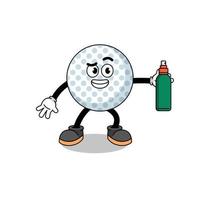 illustration de balle de golf dessin animé tenant un anti-moustique vecteur