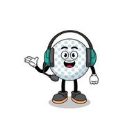 mascotte illustration de balle de golf en tant que service client vecteur