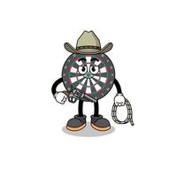 mascotte de personnage de jeu de fléchettes en tant que cow-boy vecteur