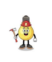 mascotte de dessin animé de pompier ampoule vecteur