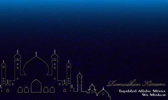 fond islamique avec mosquée d'or sur le thème bleu foncé vecteur