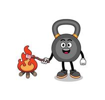 illustration de kettlebell brûlant une guimauve vecteur