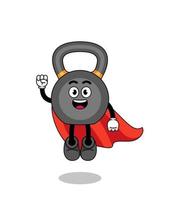 caricature de kettlebell avec super-héros volant vecteur