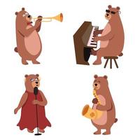 les ours sont des musiciens qui jouent du jazz. illustration vectorielle vecteur