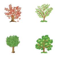 pack d'illustrations plates d'arbres vecteur