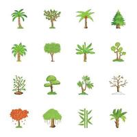 pack d'illustrations plates d'arbres vecteur