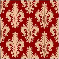 motif victorien sans couture fleur de lys rouge vecteur