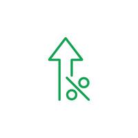 eps10 vecteur vert pourcentage flèche vers le haut icône d'art abstrait isolé sur fond blanc. augmentez le symbole du plan dans un style moderne simple et plat pour la conception de votre site Web, votre logo et votre application mobile