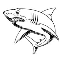 illustration vectorielle requin avec position de chasse aux proies design noir et blanc vecteur