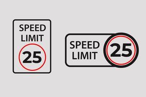 panneaux vectoriels de limite de vitesse 25 km par heure vecteur