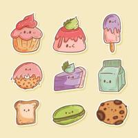 nourriture kawaii aux couleurs pastel stickers vecteur