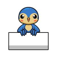 dessin animé mignon petit oiseau bleu avec signe vierge vecteur