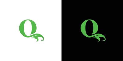 création de logo initiales lettre q moderne et naturelle vecteur