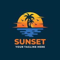 vecteur de conception de logo de coucher de soleil