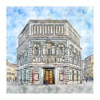 firenze italie croquis aquarelle illustration dessinée à la main vecteur