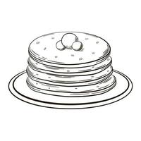 pile de crêpes aux baies sur plaque dans un style rétro isolé sur fond blanc, illustration de doodle vecteur