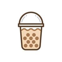 icône de verre de thé au lait perlé, vecteur, icône, illustration. vecteur