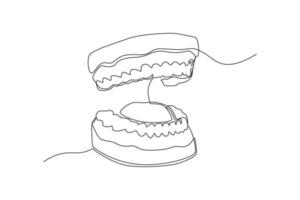 une ligne continue, représentant la forme de l'état de la dent humaine, une ligne simple, une ligne continue vecteur