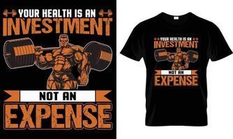 votre santé est un investissement graphique de conception de t-shirt de remise en forme vecteur