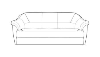 illustrateur d'art en ligne de canapé ou de canapé. contour des meubles pour le salon. illustration vectorielle. vecteur