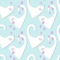 motif bleu chat et coeur saint valentin, amour, mariage. vecteur