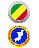 bouton comme symbole drapeau congo et carte sur fond blanc vecteur