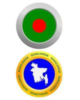 bouton comme symbole du drapeau du bangladesh et carte sur fond blanc vecteur