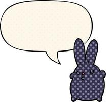 lapin de dessin animé mignon et bulle de dialogue dans le style de la bande dessinée vecteur