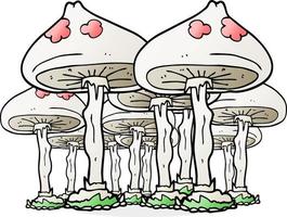 champignons de dessin animé dessinés à main levée vecteur