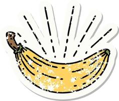 vieil autocollant usé d'une banane de style tatouage vecteur