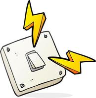 dessin animé à main levée étincelles interrupteur d'éclairage électrique vecteur