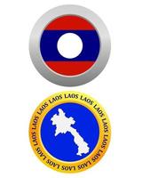 bouton comme symbole drapeau laos et carte sur fond blanc vecteur