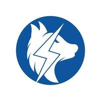 création de logo de loup tonnerre. vecteur d'icône de concept de logo d'énergie, d'animal sauvage et d'énergie.