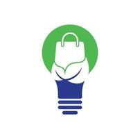 modèle d'icône de conception de logo de concept de forme d'ampoule de sac de feuilles. illustration de modèle de logo de sac à provisions bio feuille verte eco vecteur