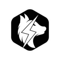 création de logo de loup tonnerre. vecteur d'icône de concept de logo d'énergie, d'animal sauvage et d'énergie.