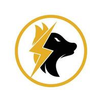 création de logo de loup tonnerre. vecteur d'icône de concept de logo d'énergie, d'animal sauvage et d'énergie.