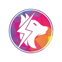 création de logo de loup tonnerre. vecteur d'icône de concept de logo d'énergie, d'animal sauvage et d'énergie.