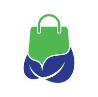 modèle d'icône de conception de logo de sac de feuilles. feuilles de sac recycler l'icône vectorielle du logo. illustration de modèle de logo de sac à provisions bio eco green leaf vecteur