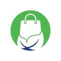 modèle d'icône de conception de logo de sac de feuilles. feuilles de sac recycler l'icône vectorielle du logo. illustration de modèle de logo de sac à provisions bio eco green leaf vecteur