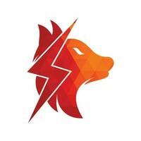 création de logo de loup tonnerre. vecteur d'icône de concept de logo d'énergie, d'animal sauvage et d'énergie.