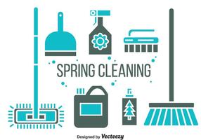 Vecteur d'icônes de nettoyage de printemps