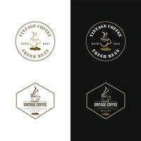 café et chocolaterie logo vintage vecteur