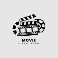 logo de film de cinéma avec modèle de couleur noire vecteur