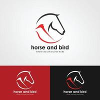 logo oiseau et cheval vecteur