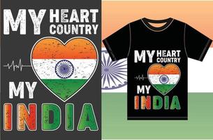 mon coeur, mon pays, ma conception vectorielle india.typography vecteur