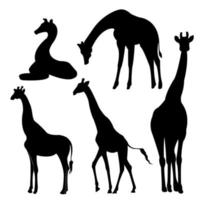 un ensemble de silhouettes vectorielles de girafe isolées sur fond blanc. vecteur