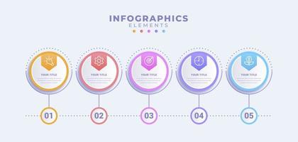 modèle d'infographie d'entreprise avec cinq options ou processus vecteur